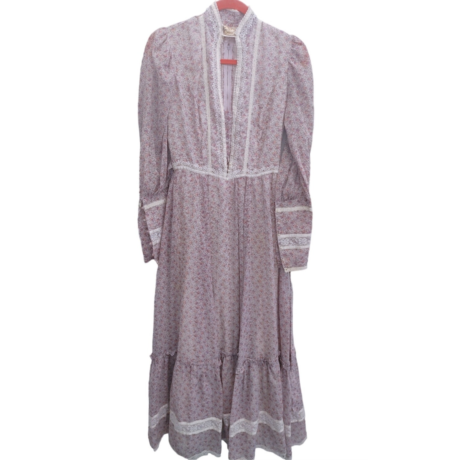 Vintage Gunne Sax Dress Purple Floral Lace Beaded Details Small/Medium